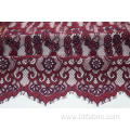 Nylon Cotton Rayon Wine Sophia Panel Lace Fabric